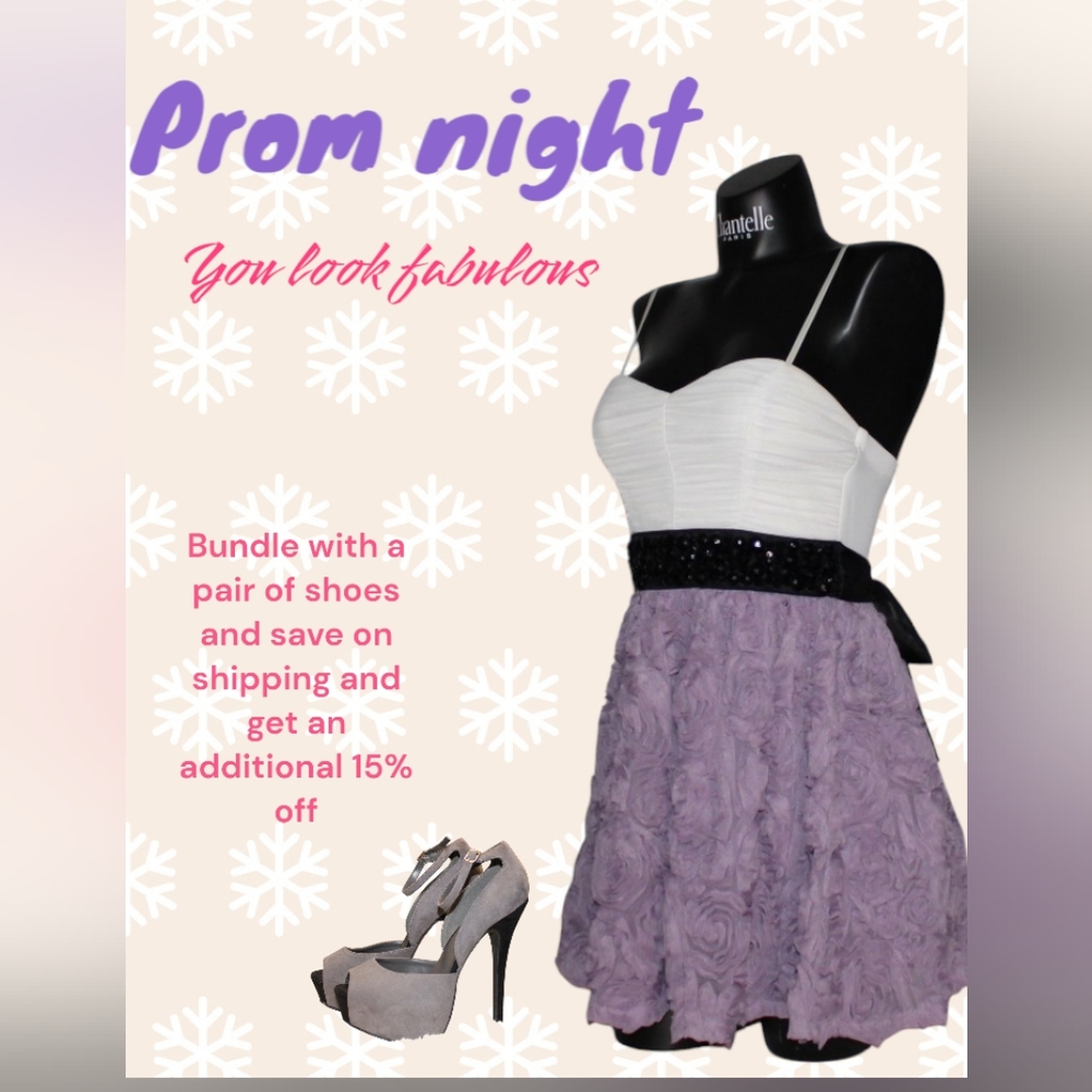 Trixxi Prom Dress White and Purple Floral Dress size 3